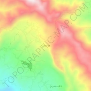 Mapa topográfico Cihurip, altitude, relevo