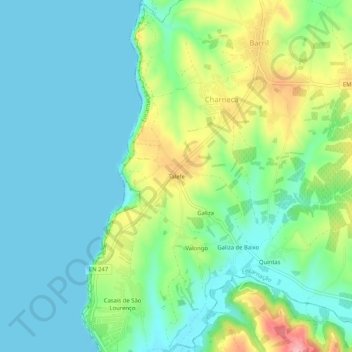 Mapa topográfico Talefe, altitude, relevo