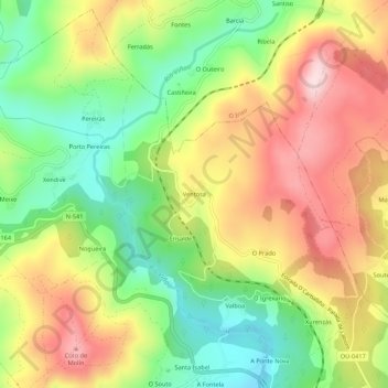 Mapa topográfico Ventosa, altitude, relevo