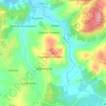 Mapa topográfico Charnais, altitude, relevo