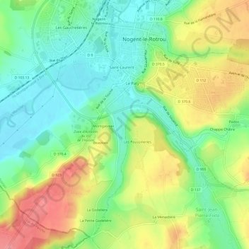 Mapa topográfico Chesneau, altitude, relevo