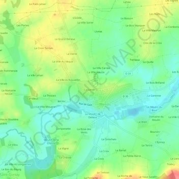 Mapa topográfico La Lande, altitude, relevo