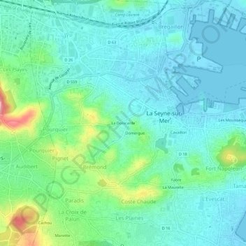 Mapa topográfico La Donicarde, altitude, relevo