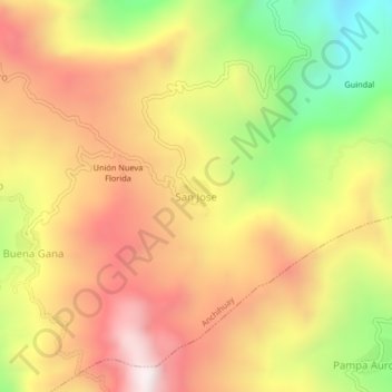 Mapa topográfico San Jose, altitude, relevo