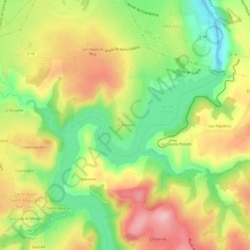 Mapa topográfico Le Perron, altitude, relevo
