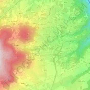 Mapa topográfico Le Châtelet, altitude, relevo