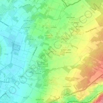 Mapa topográfico Lullier, altitude, relevo