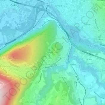 Mapa topográfico Le Mont Gosse, altitude, relevo