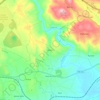 Mapa topográfico Cotovio, altitude, relevo