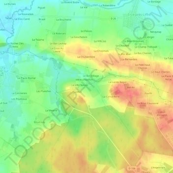 Mapa topográfico Bas Papillon, altitude, relevo