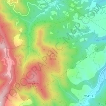 Mapa topográfico la Clau, altitude, relevo