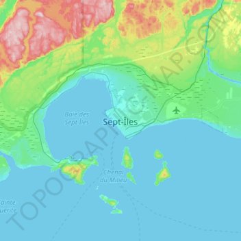 Mapa topográfico Sept-Îles, altitude, relevo