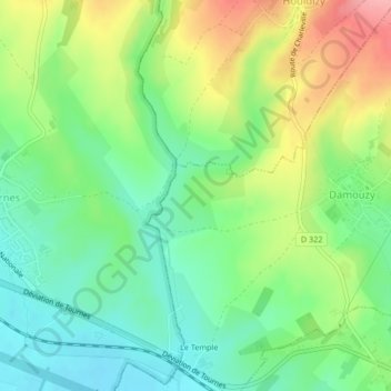 Mapa topográfico La Bassée, altitude, relevo