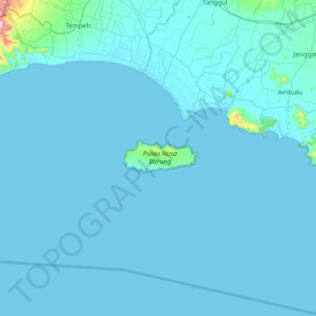Mapa topográfico Nusa Barong, altitude, relevo