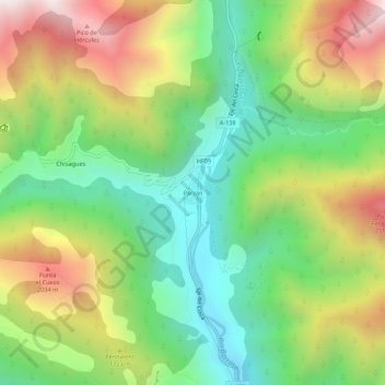 Mapa topográfico Parzán, altitude, relevo