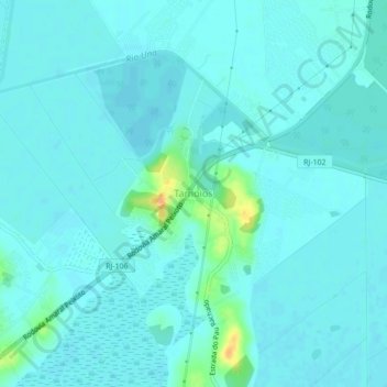 Mapa topográfico Tamoios, altitude, relevo