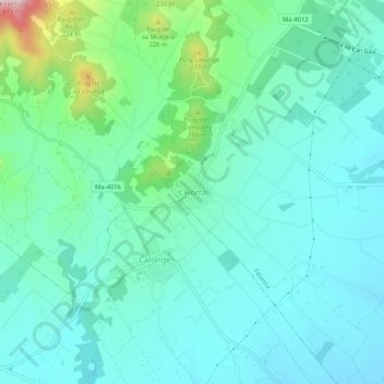 Mapa topográfico s'Horta, altitude, relevo