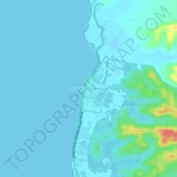 Mapa topográfico Dusun I Toengge, altitude, relevo