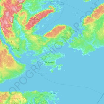 Mapa topográfico Crow Island, altitude, relevo