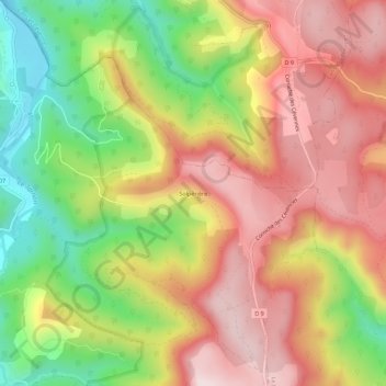 Mapa topográfico Solpérière, altitude, relevo