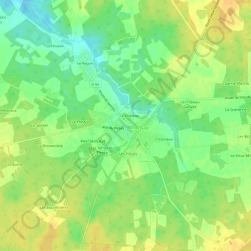 Mapa topográfico Le Couvent, altitude, relevo