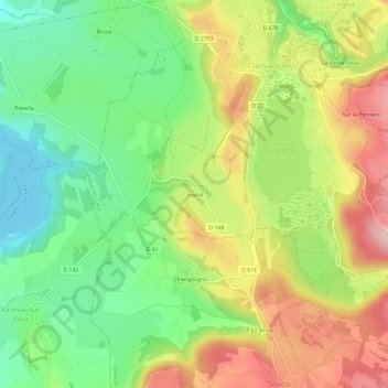 Mapa topográfico Soyria, altitude, relevo