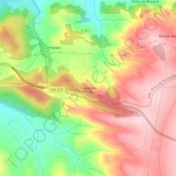 Mapa topográfico Fagundes, altitude, relevo