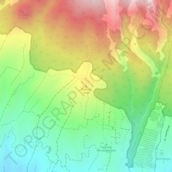 Mapa topográfico Gunung Gede, altitude, relevo