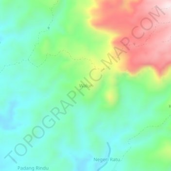 Mapa topográfico Walur, altitude, relevo