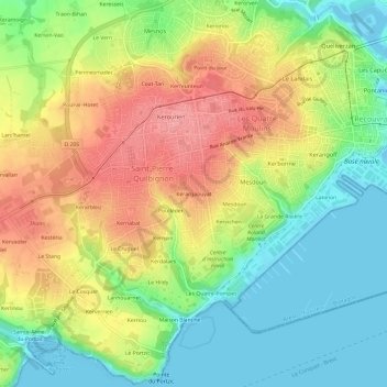 Mapa topográfico Kérargaouyat, altitude, relevo