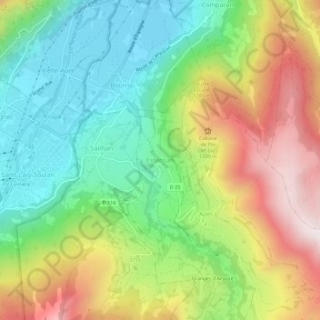 Mapa topográfico Estensan, altitude, relevo