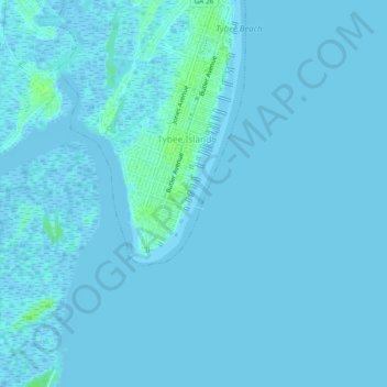 Mapa topográfico Savannah Beach, altitude, relevo