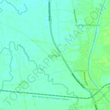 Mapa topográfico Ujungjaya, altitude, relevo