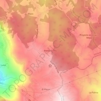 Mapa topográfico Piedra Gorda, altitude, relevo