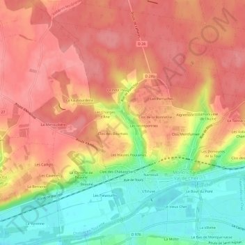 Mapa topográfico Les Epinettes, altitude, relevo
