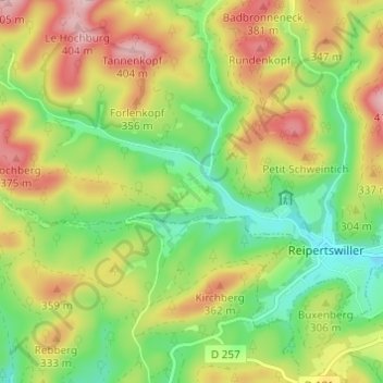 Mapa topográfico Wildenguth, altitude, relevo
