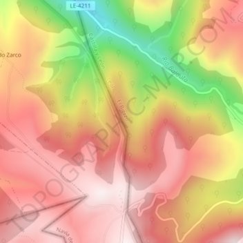 Mapa topográfico Colao, altitude, relevo