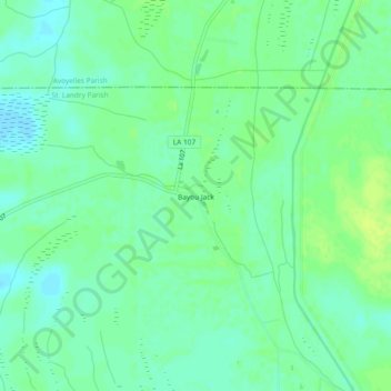 Mapa topográfico Bayou Jack, altitude, relevo
