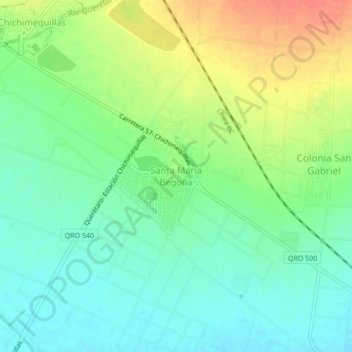 Mapa topográfico Santa María Begoña, altitude, relevo