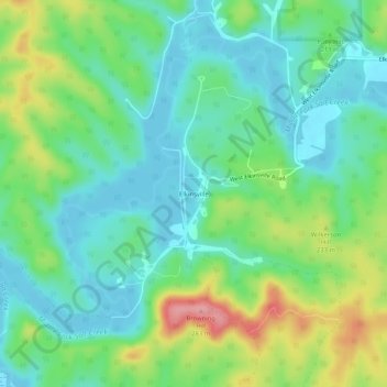 Mapa topográfico Elkinsville, altitude, relevo