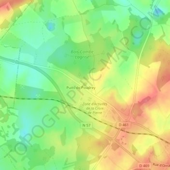 Mapa topográfico Gouffre de Poudrey, altitude, relevo