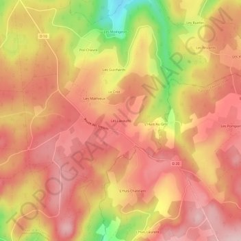 Mapa topográfico Les Lavaults, altitude, relevo