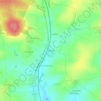 Mapa topográfico Bourgneuf, altitude, relevo