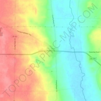 Mapa topográfico Rowsburg, altitude, relevo