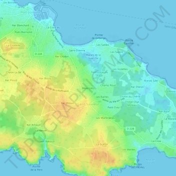 Mapa topográfico Beau Lieu, altitude, relevo