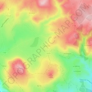 Mapa topográfico Pierrefitte, altitude, relevo