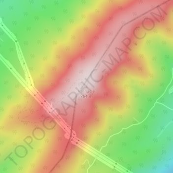 Mapa topográfico Pinnacle, altitude, relevo