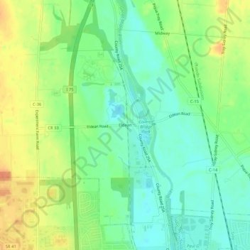 Mapa topográfico Eldean, altitude, relevo