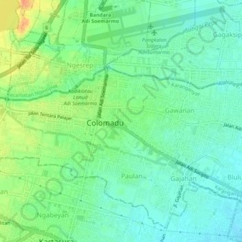 Mapa topográfico Malangjiwan, altitude, relevo