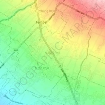 Mapa topográfico Margo Rejo, altitude, relevo